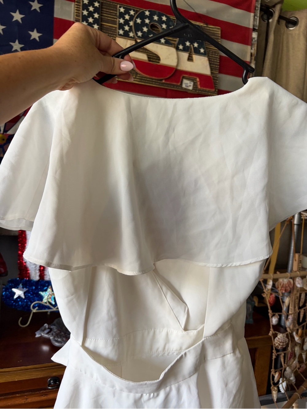 Lulu's Ivory Ruffle Wrap Backless Top - Picture 8 of 8